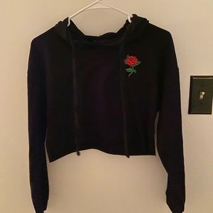 Shein black crop top hoodie